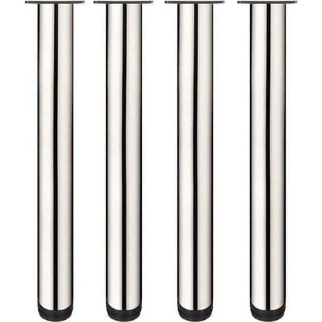 Set Mit 4 Verstellbaren Möbelfüßen Aus Edelstahl – Höhe 50 Cm – Verstellbar Bis Zu 15 Mm – Schraubmontage Für Tische Und Sofas