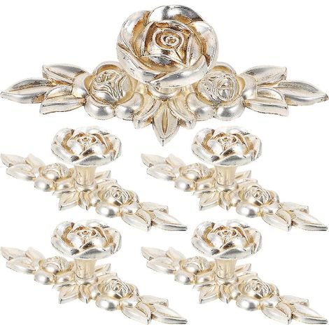Set Aus 5 Rosenförmigen Möbelknöpfen, Schubladenknöpfen Mit Blumenmuster, Vintage-möbelgriffen