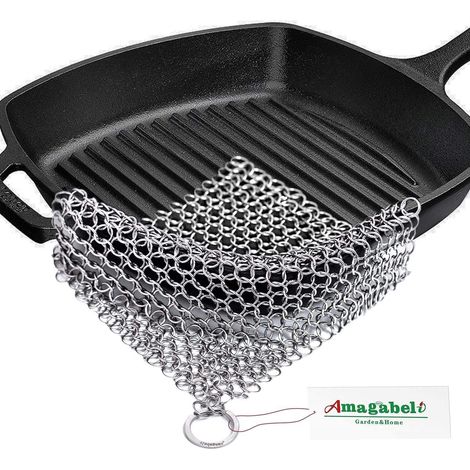 X 6 Fuß Große Kettenbürste Aus Hochwertigem Edelstahl 316l Zur Reinigung Von Gusseisenpfannen, Woks Und Schmortöpfen. Mit Aufhängeöse. Rechteckiges Modell 316 Cs03.