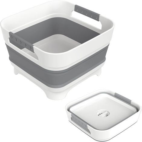 Klappbare Spüle Mit Abflussstopfen, Platzsparend, Multifunktional, Ideal Für Den Außenbereich Und Zum Waschen Von Gemüse, Grau.