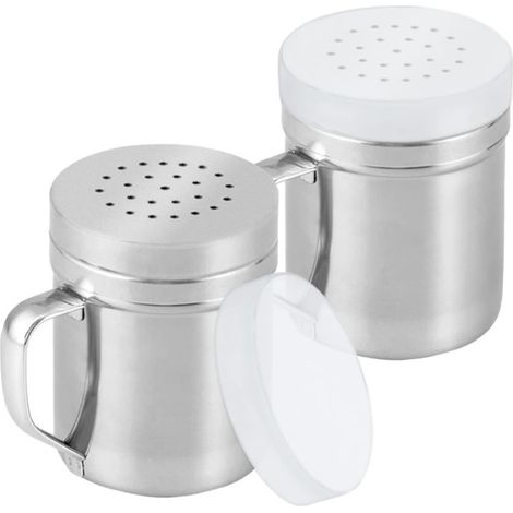 Set Aus 2 Salz- Und Pfefferstreuern Aus Edelstahl, Gewürzgläser Mit Löchern Und Deckeln Zum Abmessen Von Salz, Zucker Und Pfeffer.