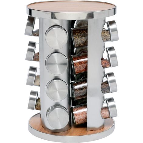 Drehbarer Gewürzständer Mit 16 Glasbehältern, Ideal Zur Aufbewahrung Von Gewürzen, Salz, Pfeffer, Zucker Und Trockenen Zutaten.