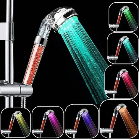 Led-duschkopf, Handbrause Fürs Badezimmer, 7-farbige Led-handbrause, Hochdruck-duschkopf.