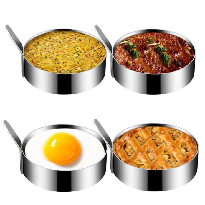 Eierring, 4-teilige Omelett-backform Aus Edelstahl Zum Braten Von Eiern, Pfannkuchen, Omeletts Und Mehr, Antihaftbeschichtung, Lebensmittelechter Edelstahl