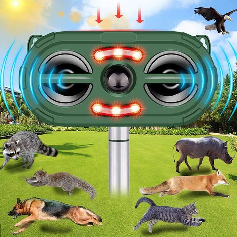 Ultraschall-tierabwehrgerät, Solarbetriebenes Außengerät Zur Abwehr Von Katzen Und Hunden Mit Bewegungsmelder, Wasserdicht, Wehrt Vögel, Eichhörnchen, Kaninchen, Füchse Und Waschbären Ab, Für Den Eins