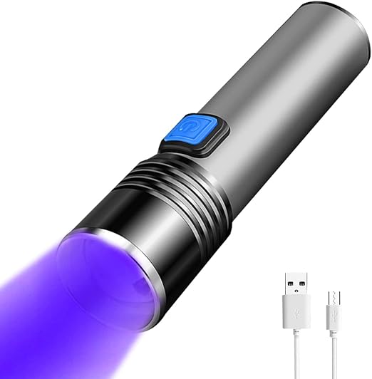 395nm Uv-schwarzlicht-taschenlampe, Wiederaufladbare Mini-schwarzlicht-taschenlampe, 3 Modi: Stroboskop Auf Und Ab, Trockene Stellen, Skorpionerkennung, Banknotenerkennung.