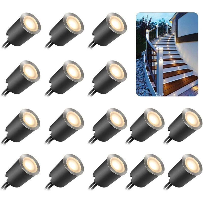 Set Mit 16 Led-einbaustrahlern Für Den Außenbereich – Ip67 Wasserdicht – Ø 32 Mm – Warmweiß 2800 K – Einfache Installation Für Terrassen Und Gärten