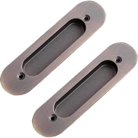 Ovale, Eingelassene Schiebetürgriffe Mit Unsichtbarem Zugmechanismus (2 Stück, Gebürstete Farbe)