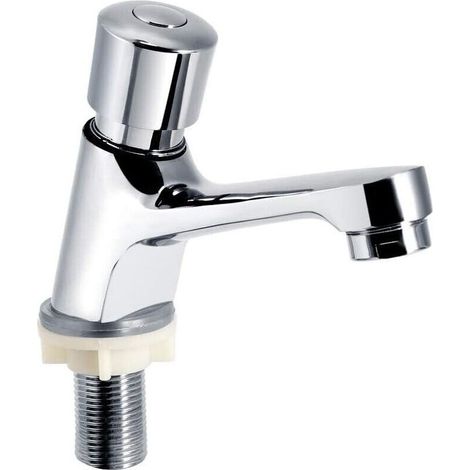 Zeitgesteuerter Druckknopf-wasserhahn, Verchromter, Selbstschließender, Wassersparender Spültischhahn, Moderner Einhebel-waschtischhahn Mit Zeitschaltuhr, Geeignet Für Öffentliche Küchen Und Badezimme