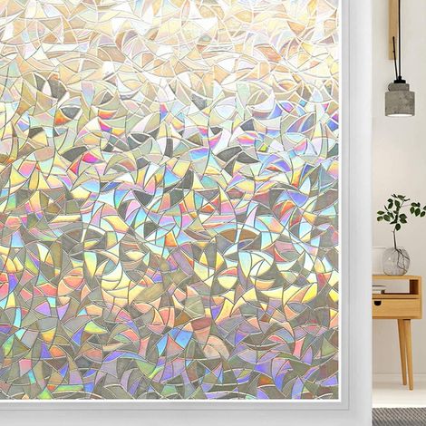 2 Dekorative Fensterfolien, Blattmuster, Transparent/mehrfarbig, 45 X 100 Cm