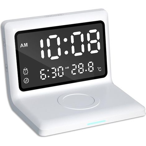 Kabelloser Wecker Mit Schlummerfunktion Und Spiegel, Ideal Für Schlafzimmer Oder Homeoffice.