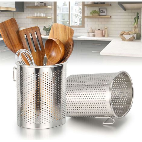 Küchenutensilienhalter Aus Edelstahl, Utensilienorganizer Für Moderne Küchen, Beschwerter Boden, Rostfrei, Großer Küchenutensilienhalter Für Die Arbeitsplatte