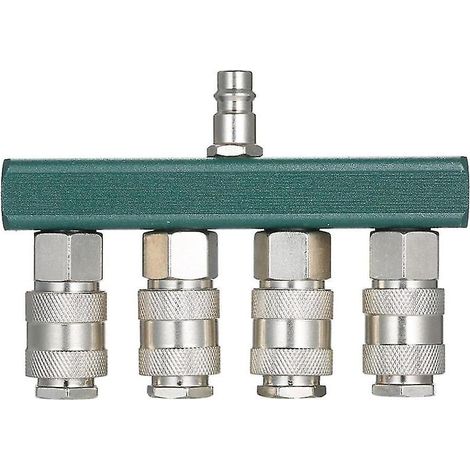 Luftverteiler Für Kompressoren Mit 4 Anschlüssen Und 1/4"-npt-verschlussstopfen. Luftverteileranschluss, 4-wege-luftverteiler.