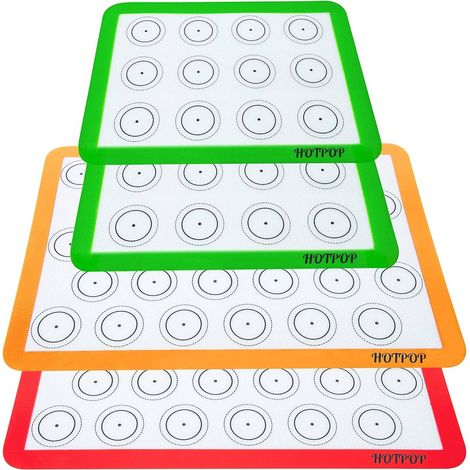 Set Mit 4 Wiederverwendbaren Backmatten Für Macarons, 0,75 Mm (2 Halbe Und 2 Viertel Bleche), Antihaftbeschichtete Backmatten Für Kekse