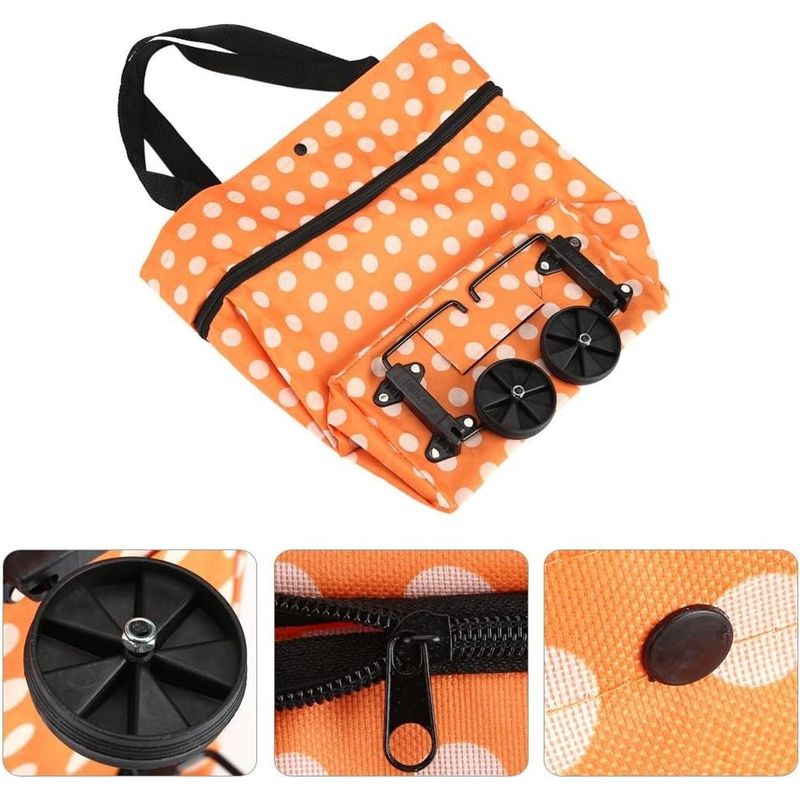 Einkaufswagen, Marktwagen, Rollbare Einkaufstasche, Oxford-gewebe, Faltbar, Leicht, Multifunktional, Orange, Geschenkidee Für Mütter Zum Einkaufen
