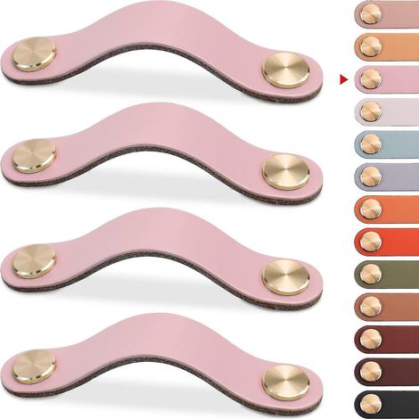 Möbelgriffe Aus Leder, Schranktürgriffe, Schubladengriffe, Vintage-möbelgriffe Für Kleiderschränke, Kommoden, Küchen (rosa, 96 Mm)