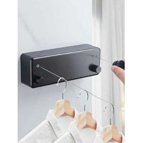 Étendoir Rétractable Extérieur 2 Fils, Corde À Linge Réglable 4,2 M, Noir, Pour Usage Intérieur/extérieur