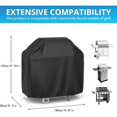 Grillabdeckung 180 X 80 X 120 Cm – Wasserdichtes 210d Oxford-gewebe – Uv- Und Feuchtigkeitsbeständig – Schwarz – Kompatibel Mit Weber Holland