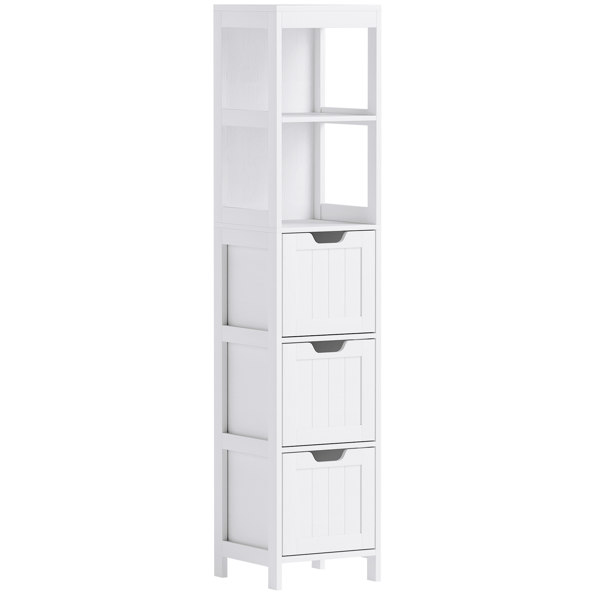 Geworzi Badezimmer Hochschrank Badschrank Badregal 30 X 30 X 142 Cm Badezimmerschrank Mit 2 Offenen Fächern, 2 Schublade