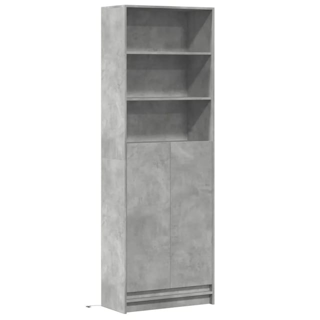 vidaXL Highboard mit LED-Beleuchtung Grau 69x32,5x200 cm Holzwerkstoff 3307908