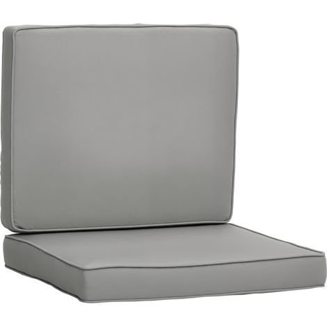 Set Mit 2 Sitzkissen, 56 X 52 Cm, Mit Reißverschluss, Stoffbezug, 7 Cm Dicke Polsterung, Waschbar, Hellgrau