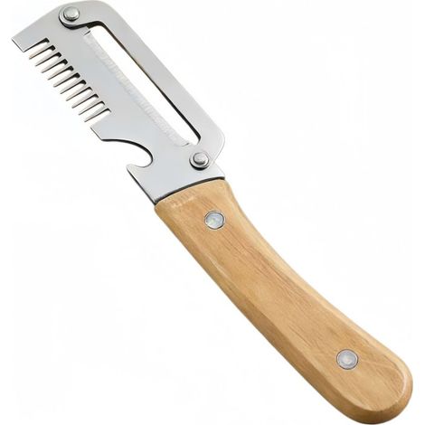 2-in-1 Sparschäler, Multifunktionales Küchenmesser Mit Holzgriff, Extra Breiter Edelstahlklinge, Reibe Und Flaschenöffner Für Obst, Gemüse, Haushalt Und Camping