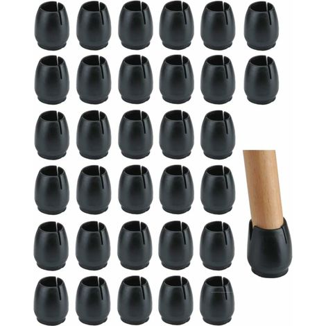 Set Mit 32 Schwarzen Gummigleitern Für Stühle, Geräuschdämpfend Und Kratzfest, Für Füße Mit 12–16 Mm Durchmesser, Mit Transparenten Spitzen