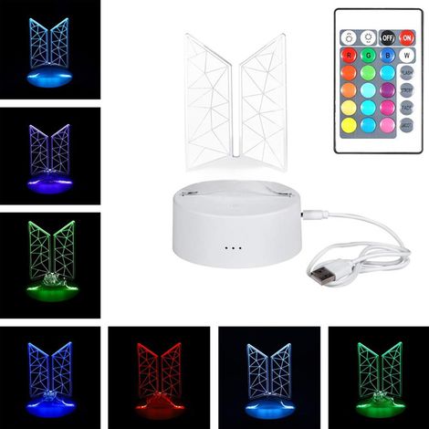 Kpop Bts Bangtan Boys Led-nachtlicht In 16 Farben Mit Fernbedienung, Usb-anschluss, Aus Acryl, Dekoration Für Zuhause Oder Schlafzimmer, Ideales Geschenk Für K-pop-fans.