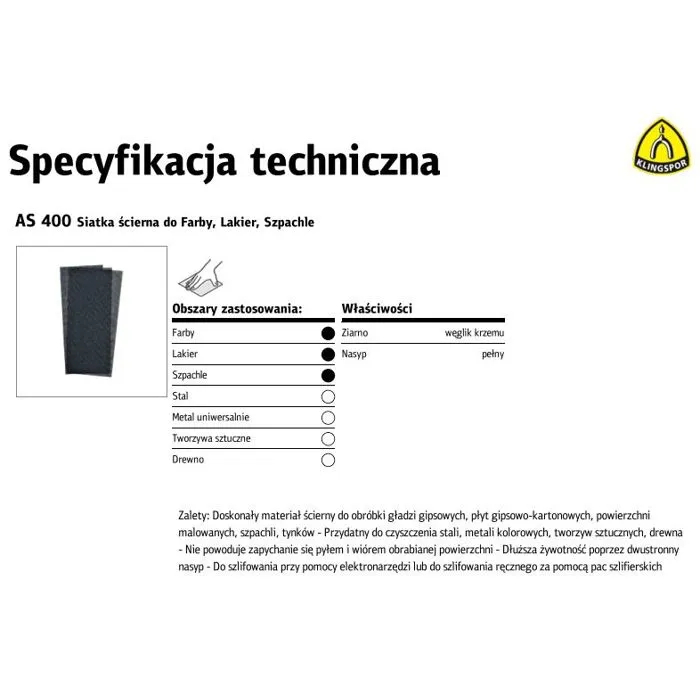 Schleifnetz Klingspor As400 Wasserdicht Doppelseitig 115x280mm