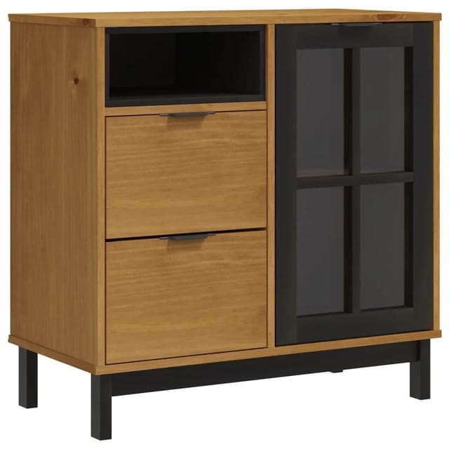 vidaXL Sideboard mit Glastür FLAM 80x40x80 cm Massivholz Kiefer 357826