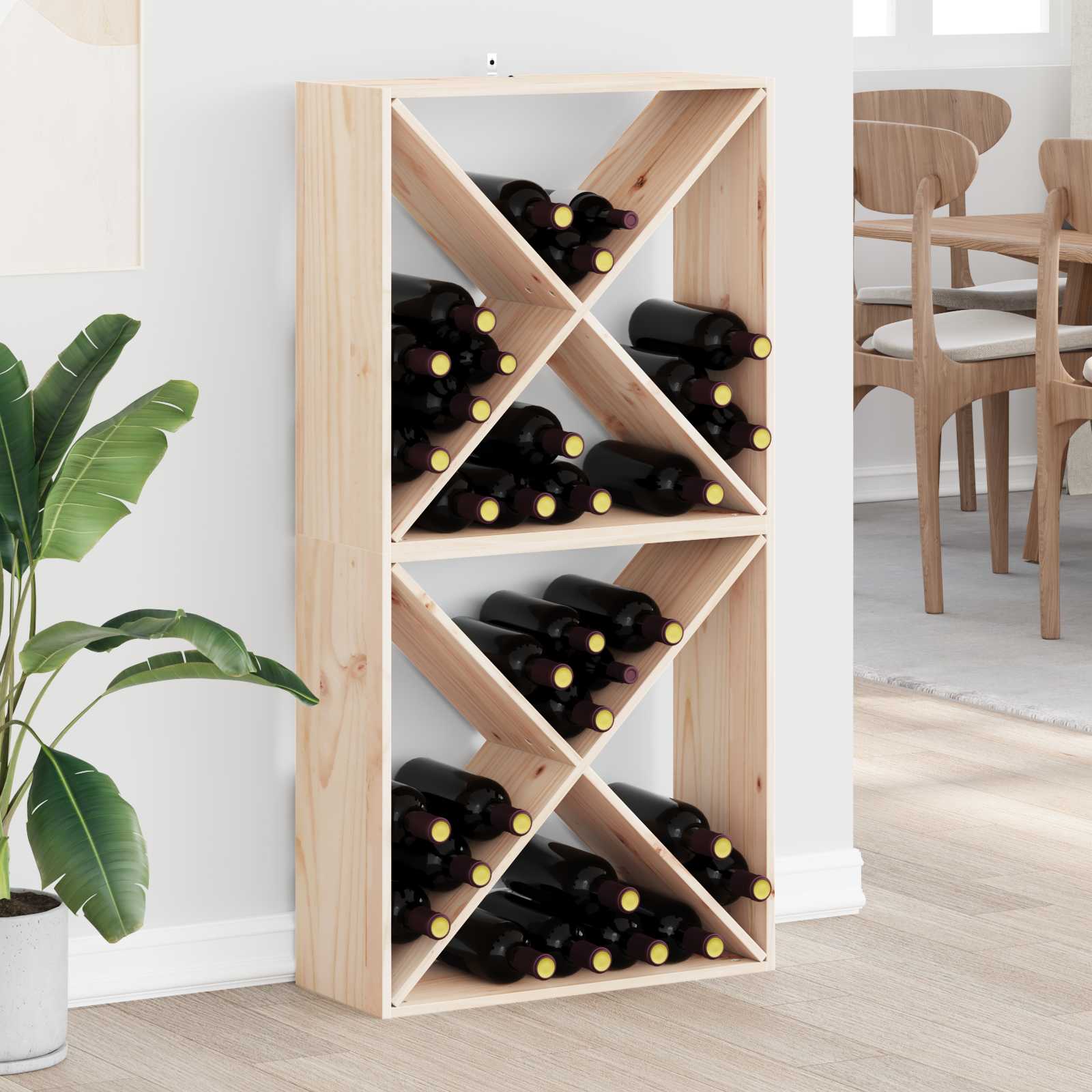 Weinregal 2 Pcs Natur 62 X 25 X 62 Cm Massives Kiefernholz