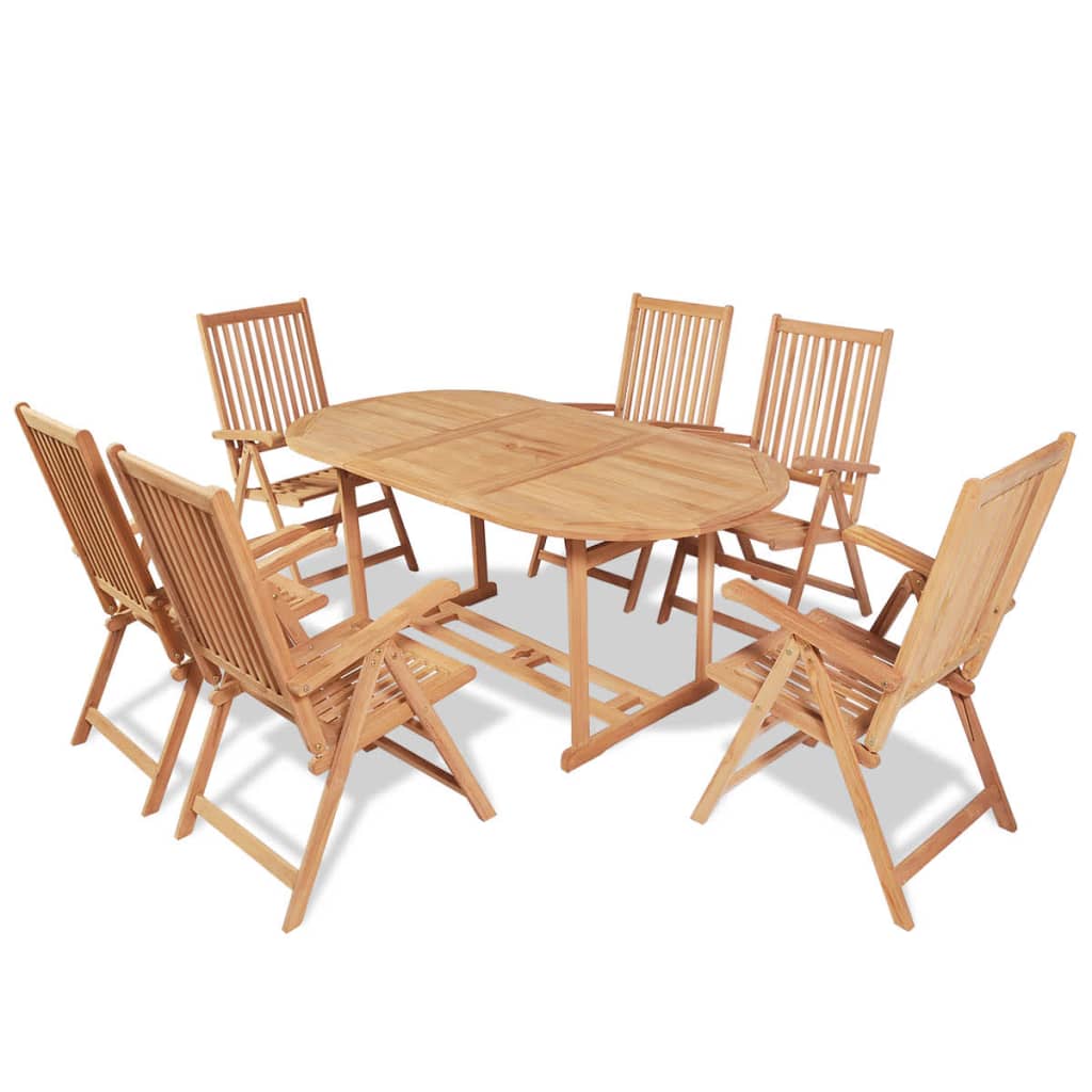 7-tlg. Garten-essgruppe Mit Klappstühlen Massivholz Teak