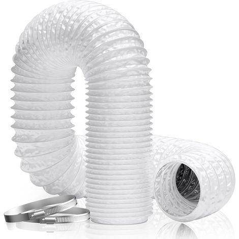 Flexibler Lüftungsschlauch 150 Mm × 2,5 M – Luftkanal Aus Pvc Und Aluminiumfolie Für Wäschetrockner, Abluftventilatoren, Heizungs- Und Klimaanlagen (weiß)