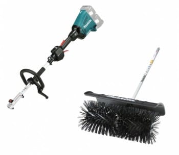 Makita DUX60ZX15 mit BR400MP Kehrbürstenaufsatz