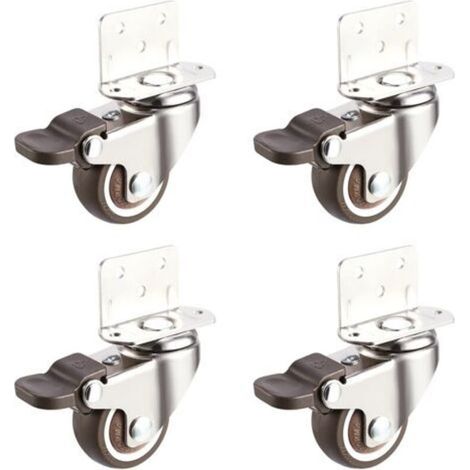 Set Aus 4 Tpe-möbelrollen Mit Bremse, Lenkrollen Mit L-förmiger Befestigungsplatte, Gummirollen Für Kinderzimmer, Möbel, Pflanzgefäße (25 Mm).