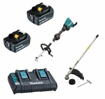 Makita DUX60PT2M4 2x18V mit Sensenaufsatz EM404MP + 2x 5Ah Akku