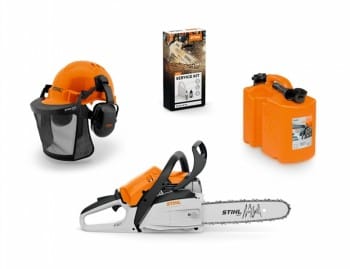 STIHL MS 162, 30cm Set + Helmset + Benzinkanister + Service Kit 18