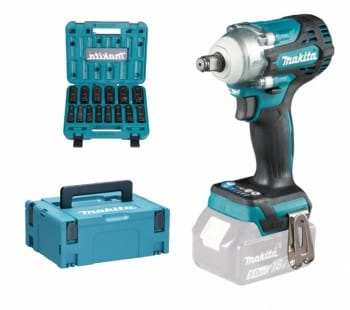 Makita DTW300ZJ im MAKPAC + E-16586 IMPACT BLACK Schlagnuss-Set 14-tlg.