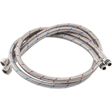 100 Cm Langer, Flexibler Edelstahlanschluss. Mischbatterieanschluss Für Warm- Und Kaltwasser. Druck: 10 Bar. Durchflussmenge: 28 L/min.