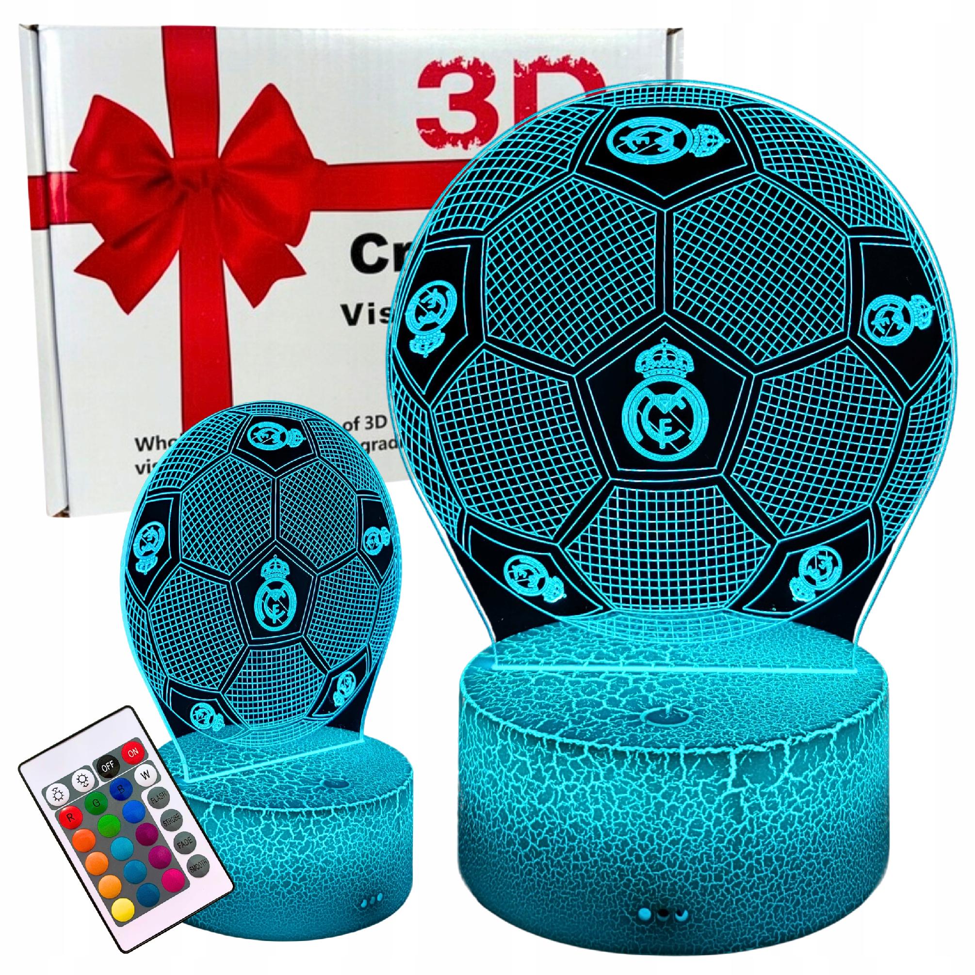 Real Madrid Fußball-nachtlicht Für Kinder, 16 Leds, 3d-effekt, Fernbedienung