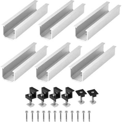 6-teiliges, Verstellbares 12-cm-aluminium-solarpanel-montageset, Kompatibel Mit 30-35 Mm Flachen Und Trapezförmigen Metalldächern