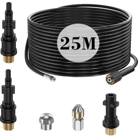 25 M Hochdruck-rohrreinigungsschlauch Für Kärcher K2, K3, K4, K5, K6, K7, Hd Und Hds, Professionelles 180-bar-rohrreinigungsset Mit Starrer Und Rotierender Düse