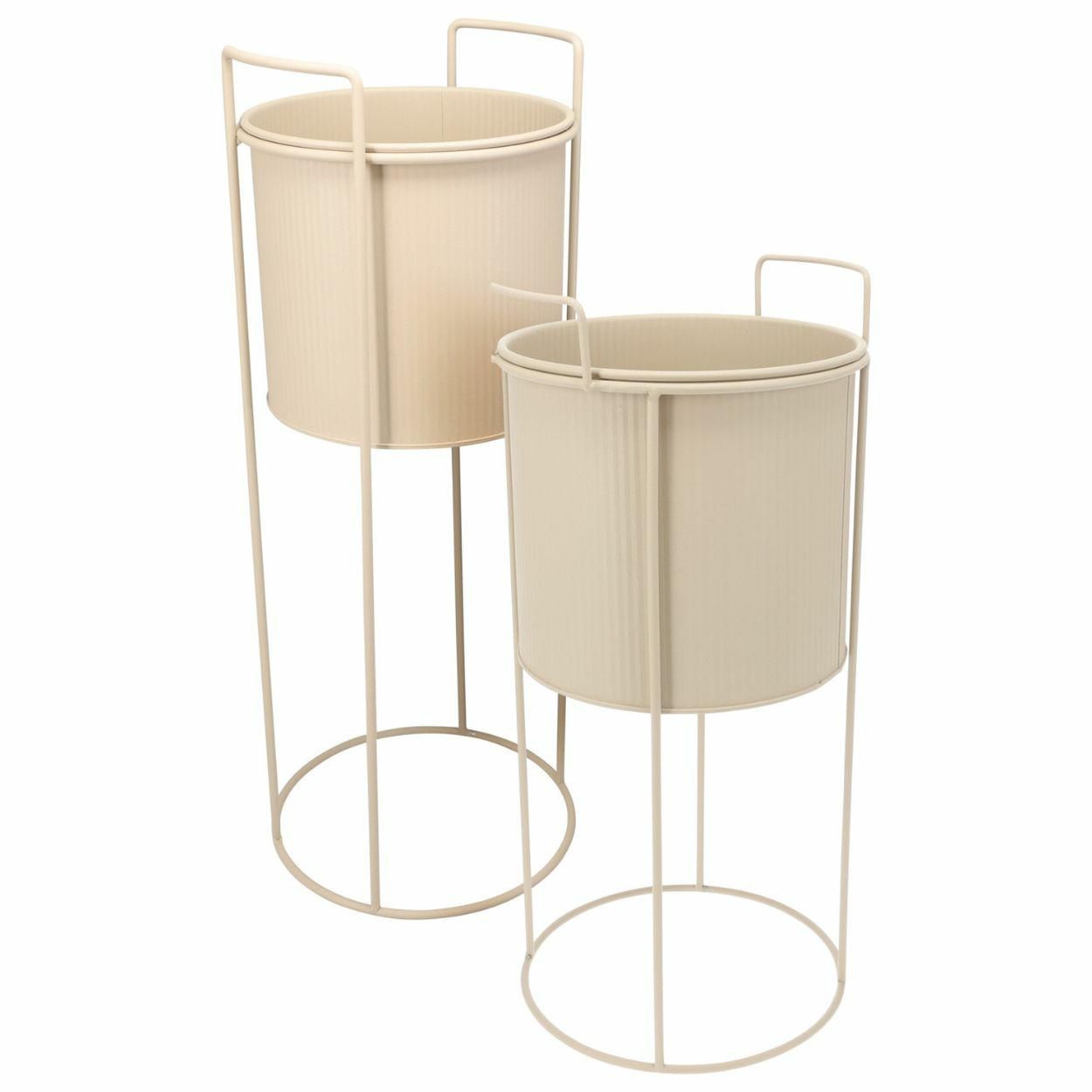 Blumentöpfe Auf Ständer, 2 Stück, Mattbeige