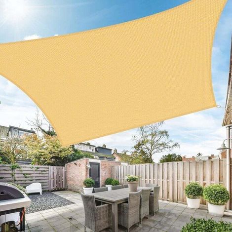 Rechteckiges Sonnensegel 3x4m, 95% Uv-schutz, Hdpe-sonnenschutzgewebe Für Terrasse, Garten, Balkon, Sandstrand