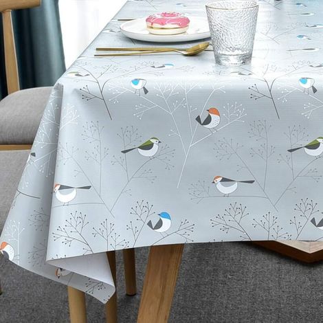 Tischdecke, Pvc-kunststoff, Abwaschbar, Fettabweisend Und Wasserdicht, Für Küche, Picknick, Außen- Und Innenbereich (137 X 275 Cm, Vogelmotiv)