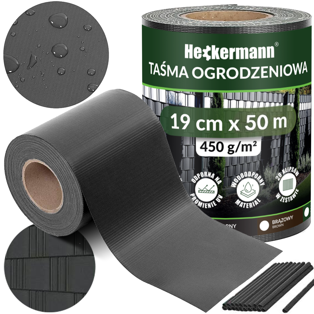 Heckermann Zaunband 19 Cm X 50 M - Dunkelgrau