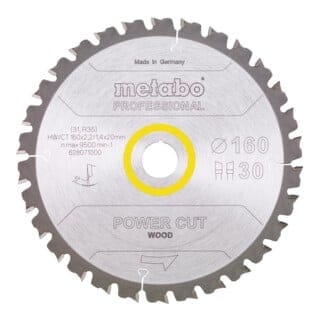 Metabo Sägeblatt "power cut wood - professional", 160x2,2/1,4x20, Z30 WZ 5°