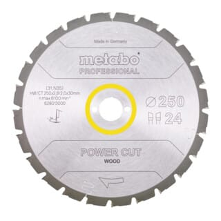 Metabo Sägeblatt "power cut wood - professional", 250x2,8/2,0x30, Z24 WZ 3° neg.