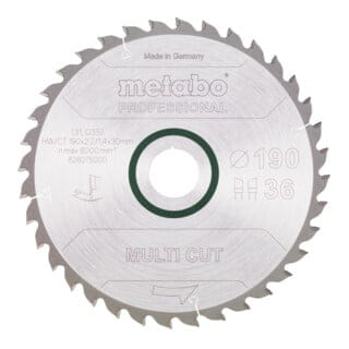 Metabo Sägeblatt "multi cut - professional", 190x2,2/1,4x30, Z36 WZ 5°