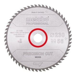 Metabo Sägeblatt "precision cut wood - professional", 230x2,6/1,8x30, Z56 WZ 15°